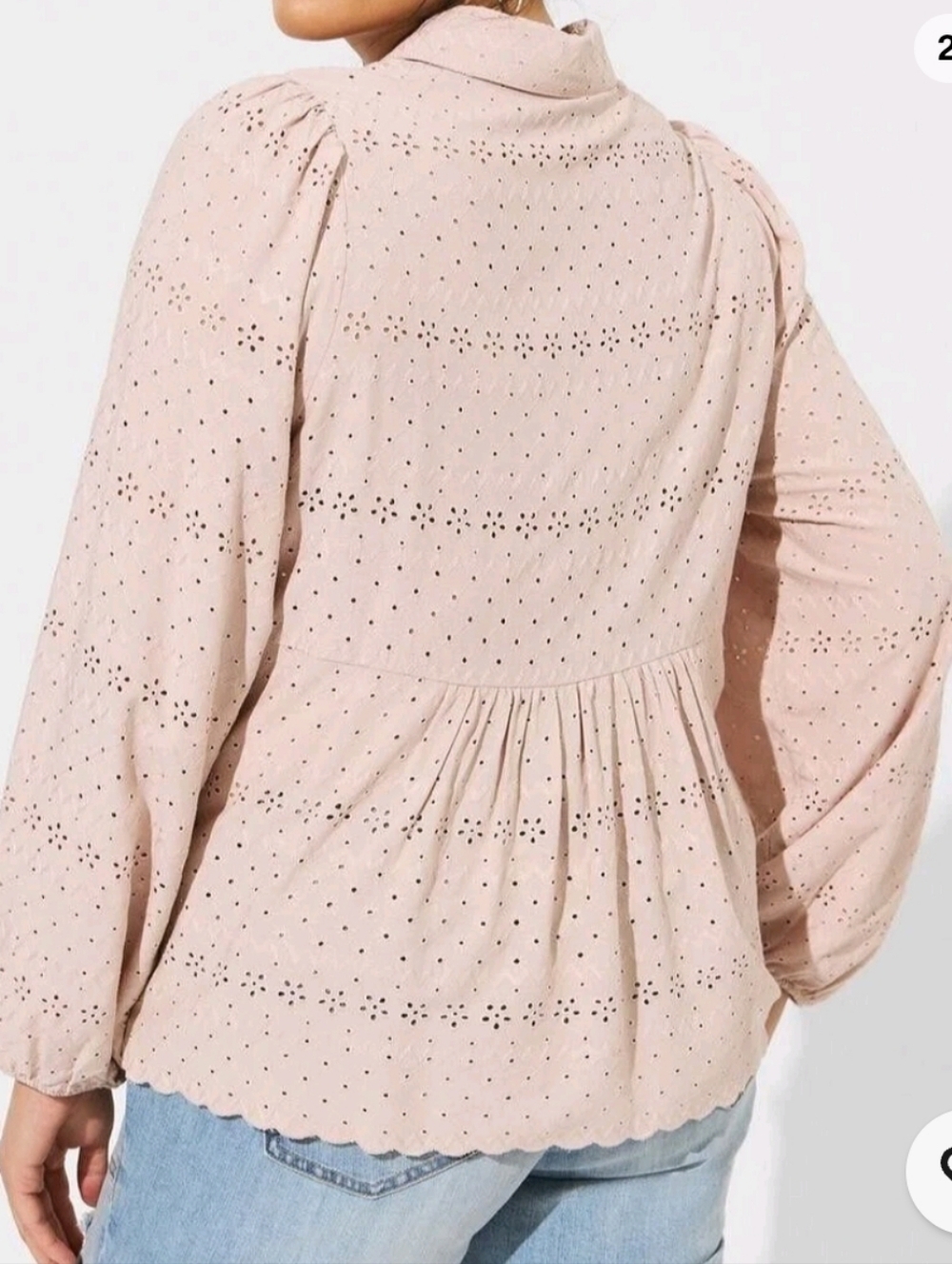 torrid Blush Beige Eyelet Button-Down Peplum Top